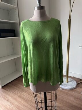 Zara Metallic Lightweight Green Women's Long Sleeve Top